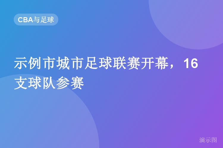 示例市城市足球联赛开幕，16 支球队参赛（演示稿）